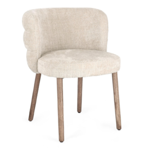 Set 2 scaune dining crem din tesatura texturata Ilma