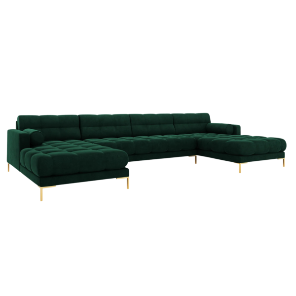 Coltar modular 6 locuri verde din catifea Mamaia