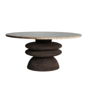 Masa de cafea maro din lemn de mango si marmura Vrads