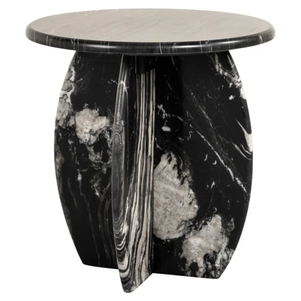 Masa laterala rotunda neagra din marmura Bancroft - imagine 4
