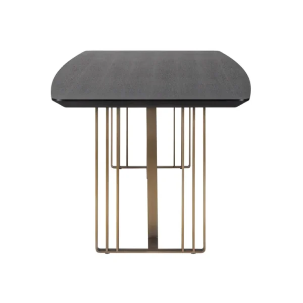 Masa dining negru carbune din MDF furniruit si metal Maverick - imagine 4