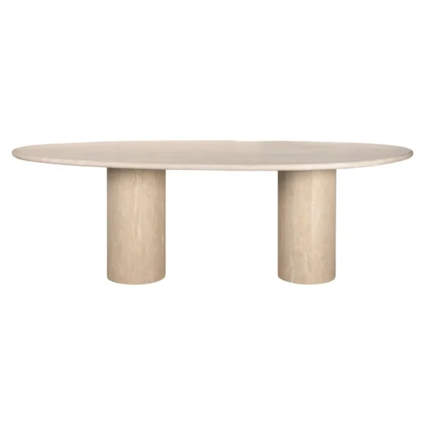 Masa dining bej din travertin si MDF Renaissance - imagine 3