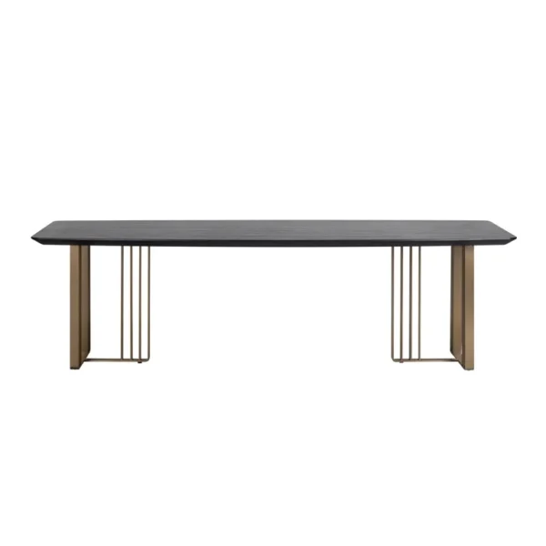 Masa dining negru carbune din MDF furniruit si metal Maverick - imagine 3