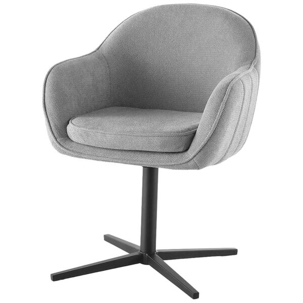 Set 2 scaune dining rotative gri din tesatura texturata Tamera - imagine 2