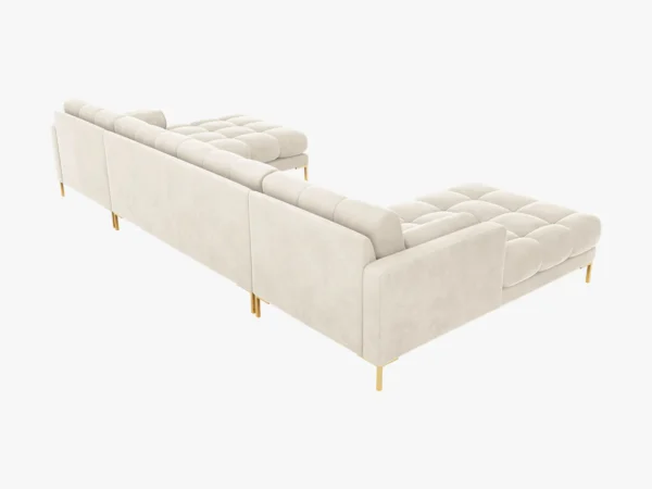 Coltar modular 6 locuri crem din catifea Mamaia - imagine 5