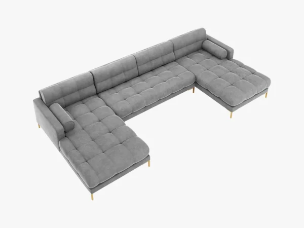 Coltar modular 6 locuri gri deschis din catifea Mamaia - imagine 4