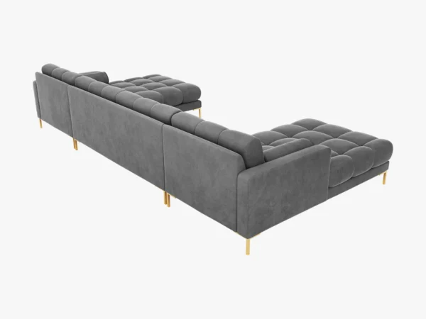 Coltar modular 6 locuri gri deschis din catifea Mamaia - imagine 5