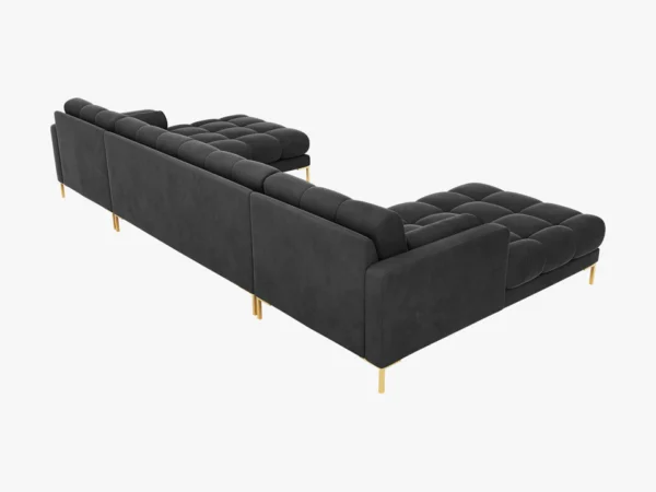 Coltar modular 6 locuri gri inchis din catifea Mamaia - imagine 5