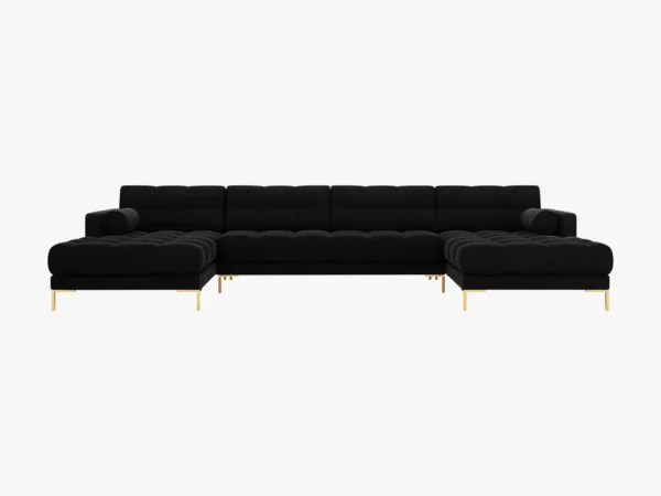 Coltar modular 6 locuri negru din catifea Mamaia - imagine 4
