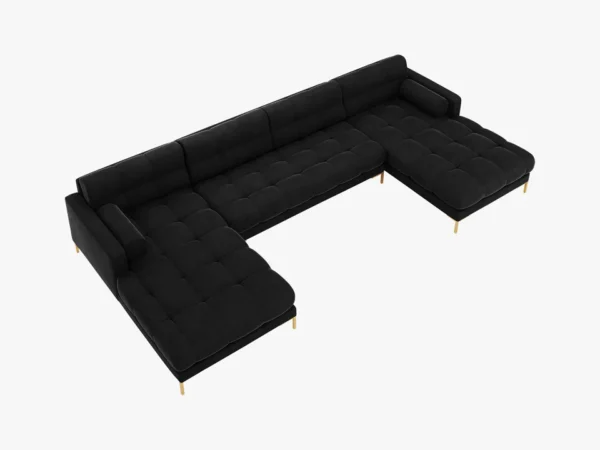 Coltar modular 6 locuri negru din catifea Mamaia - imagine 3