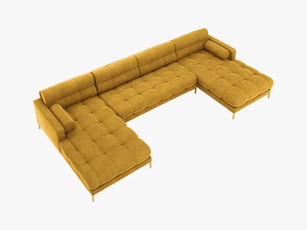 Coltar modular 6 locuri galben mustar din catifea Mamaia - imagine 4
