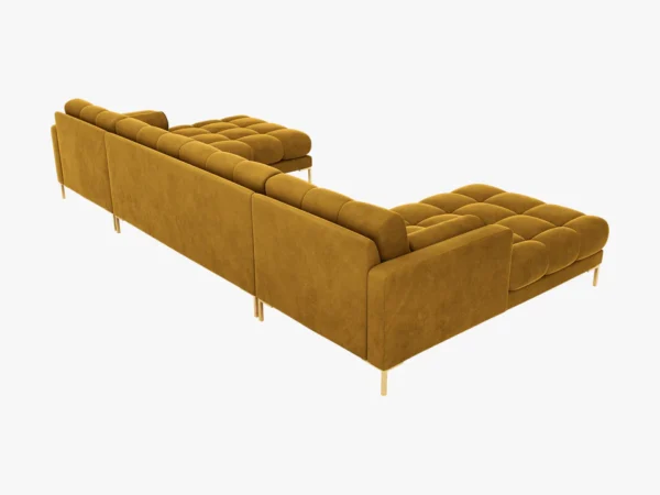 Coltar modular 6 locuri galben mustar din catifea Mamaia - imagine 5