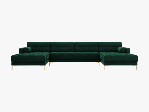 Coltar modular 6 locuri verde din catifea Mamaia - imagine 3