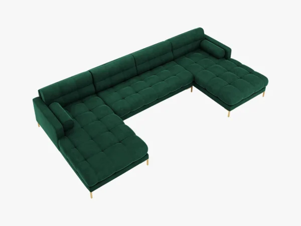 Coltar modular 6 locuri verde din catifea Mamaia - imagine 4
