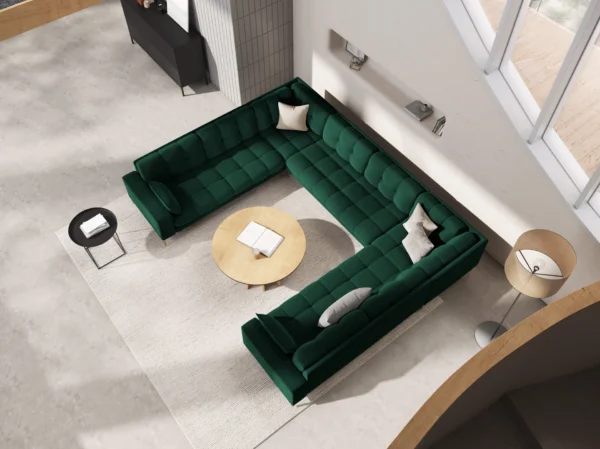 Coltar modular 6 locuri verde din catifea Mamaia - imagine 2