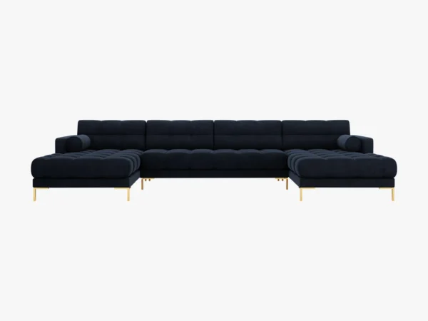 Coltar modular 6 locuri albastru indigo din catifea Mamaia - imagine 3