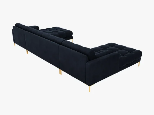 Coltar modular 6 locuri albastru indigo din catifea Mamaia - imagine 5
