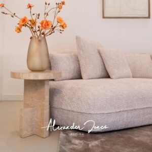 Masa laterala bej rotunda din travertin Biltmore