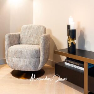 Fotoliu rotativ bej din tesatura texturata Turner