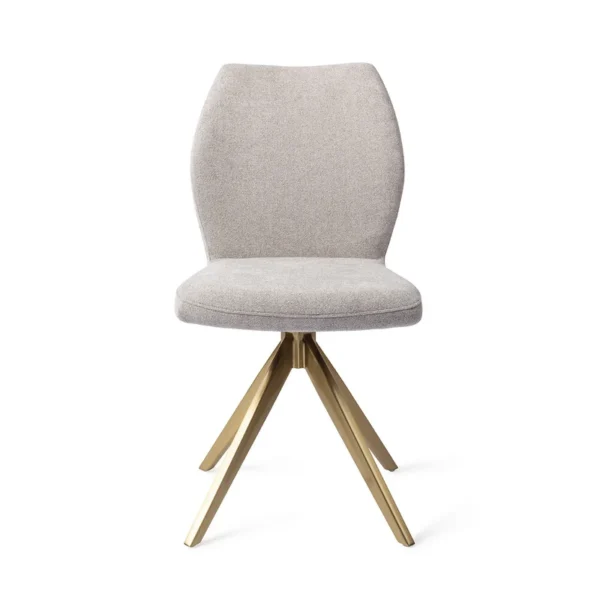 Set 2 scaune dining rotative din tesatura gri deschis/auriu Ikata