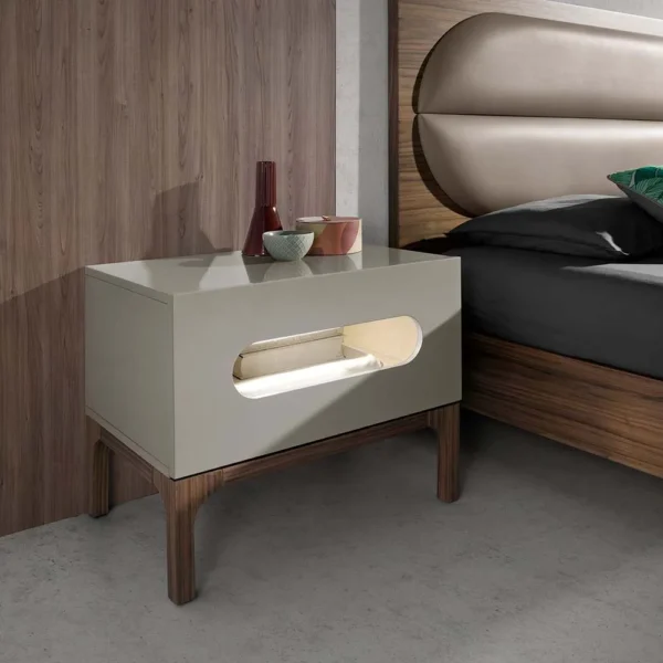 Noptiera gri din MDF cu iluminat Ray - imagine 2