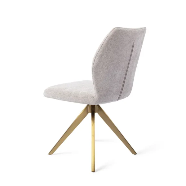 Set 2 scaune dining rotative din tesatura gri deschis/auriu Ikata - imagine 4