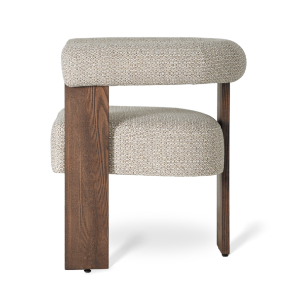 Scaun dining bej/maro din tesatura si cadru de lemn Dante - imagine 3