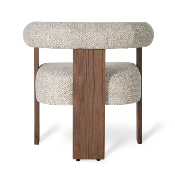 Scaun dining bej/maro din tesatura si cadru de lemn Dante - imagine 4