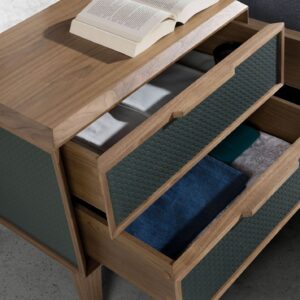 Noptiera maro natur/verde din lemn si vinil Forest