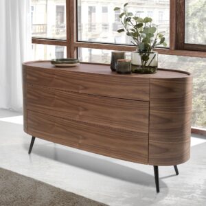 Comoda ovala maro din lemn de nuc Annabelle