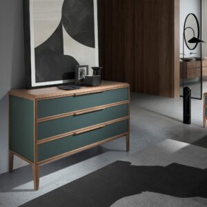 Comoda maro natur/verde din lemn si vinil Forest