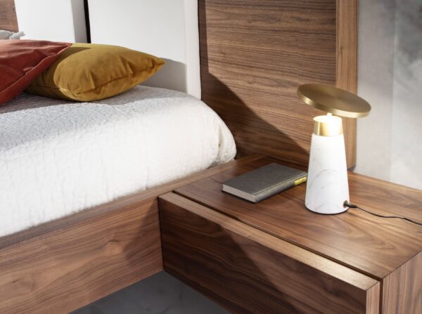 Veioza alba/aurie din otel si marmura portelanata Neo - imagine 6