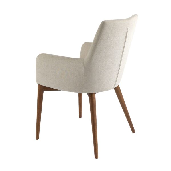 Scaun dining crem/maro din tesatura si lemn Katie - imagine 4
