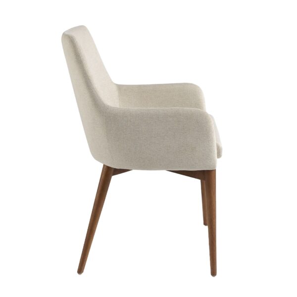 Scaun dining crem/maro din tesatura si lemn Katie - imagine 3