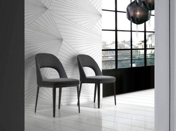 Scaun dining gri din tesatura si otel Vendetta - imagine 2