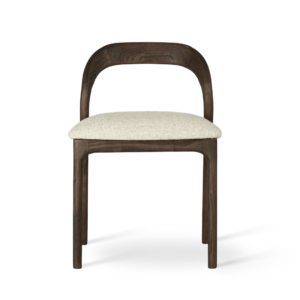 Scaun dining crem din tesatura si cadru lemn Moris