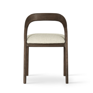 Scaun dining crem din tesatura si cadru lemn Moris