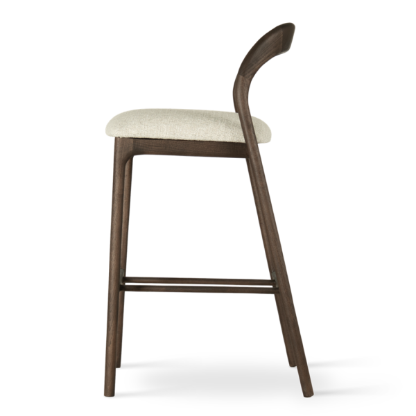 Scaun de bar crem din tesatura si cadru lemn Moris - imagine 3