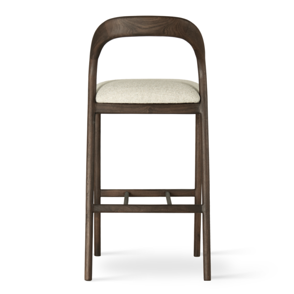 Scaun de bar crem din tesatura si cadru lemn Moris - imagine 4