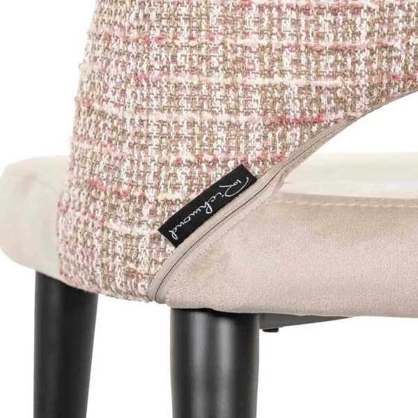 Scaun dining bej/roze din catifea si tesatura Tabitha - imagine 7