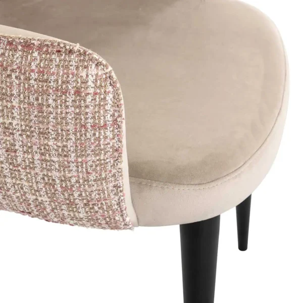 Scaun dining bej/roze din catifea si tesatura Giovanna - imagine 5