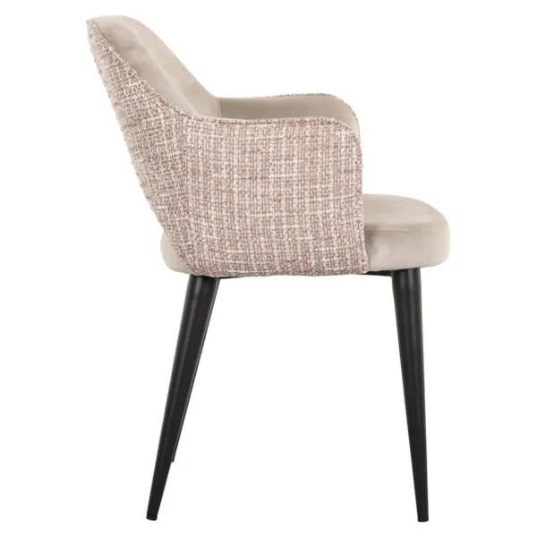 Scaun dining bej/roze din catifea si tesatura Giovanna - imagine 3