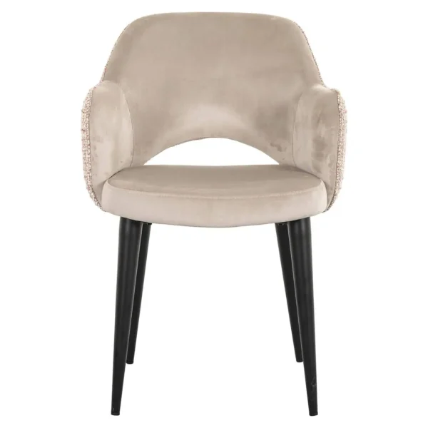 Scaun dining bej/roze din catifea si tesatura Giovanna - imagine 2