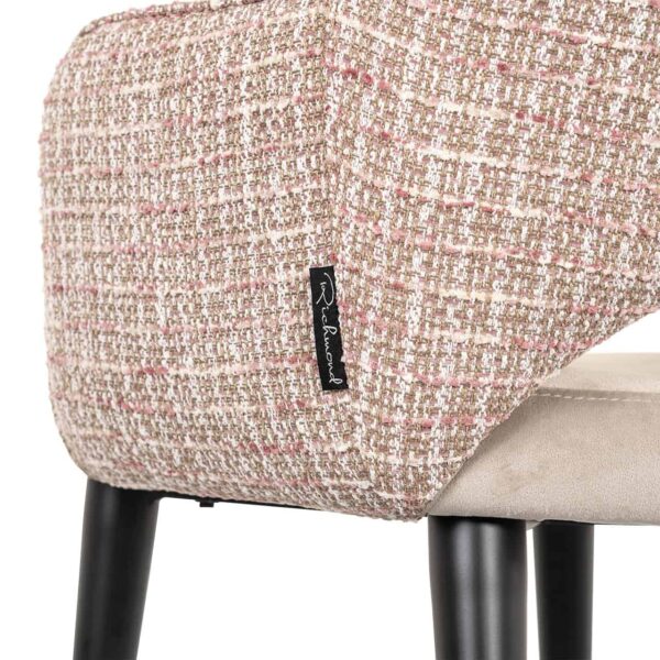 Scaun dining bej/roze din catifea si tesatura Giovanna - imagine 8