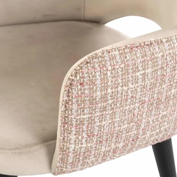 Scaun dining bej/roze din catifea si tesatura Giovanna - imagine 7