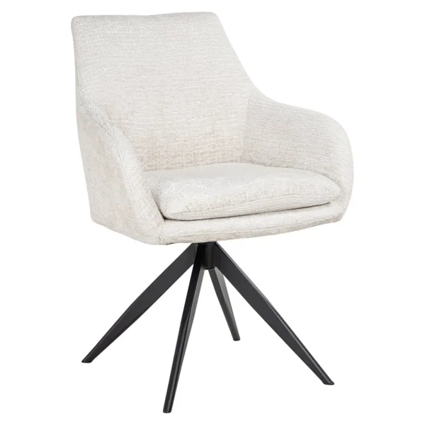 Scaun dining rotativ crem deschis din tesatura chenille Endure - imagine 2