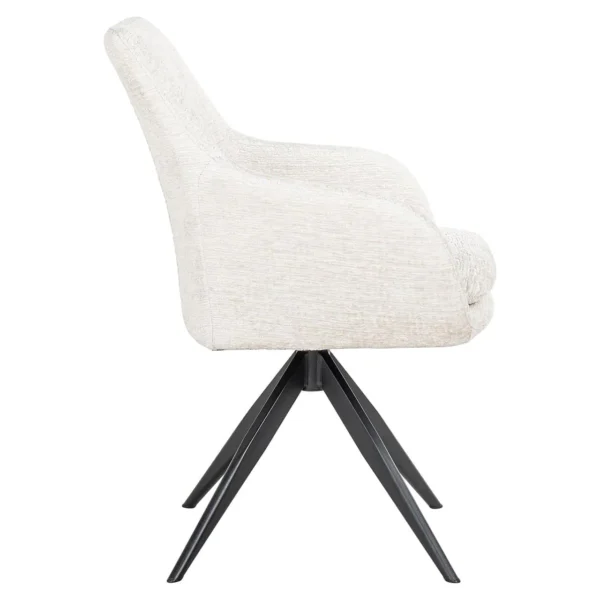 Scaun dining rotativ crem deschis din tesatura chenille Endure - imagine 3