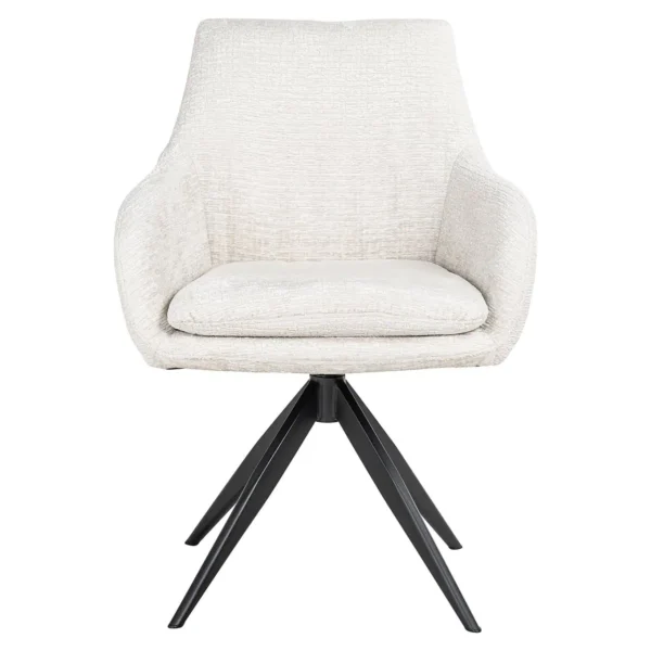 Scaun dining rotativ crem deschis din tesatura chenille Endure