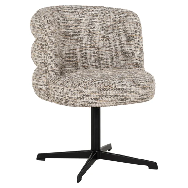Scaun dining rotativ bej din tesatura texturata Chadwick