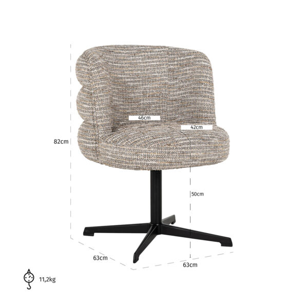 Scaun dining rotativ bej din tesatura texturata Chadwick - imagine 8